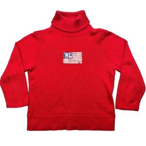 Polo Jeans Co.Ralph Lauren Flag Sweater VINTAGE VERY‎ RARE Sz L Australia Red